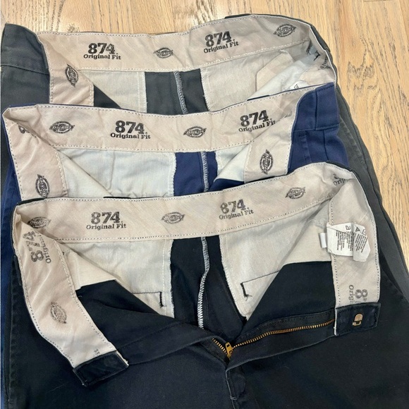3 pairs Dickies 874 original work pants sz 30 x 34 - black, charcoal gray, navy - Picture 2 of 10